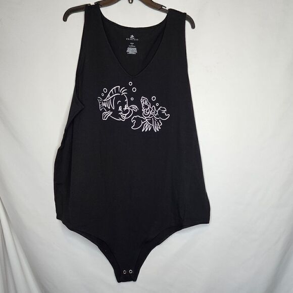 5X 28W Torrid Black Disney The Little Mermaid Flounder Sebastian Bodysuit Foxy - Picture 2 of 7